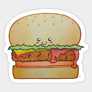 Juicy Burger - A Happy Cute Hamburger With Kawaii Face Sticker